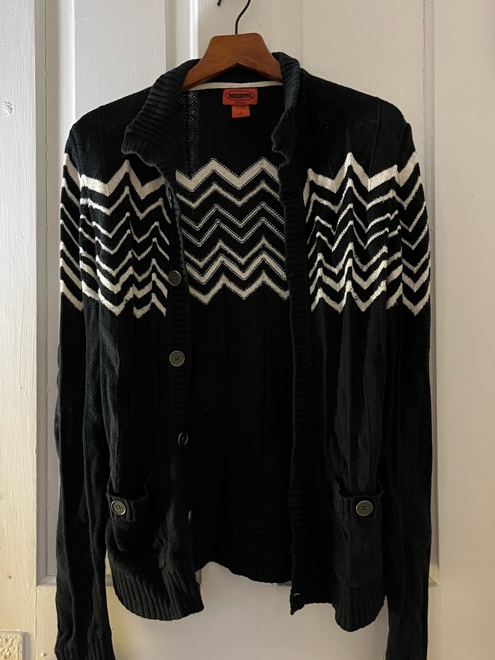 Missoni Black and White Chevron Men's Cardigan